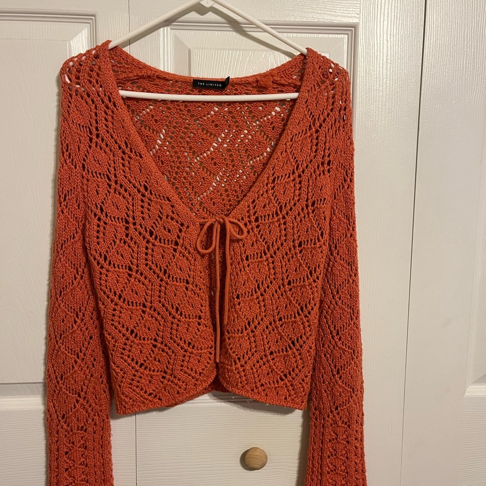 The Limited Terracotta Open-Knit Cardigan